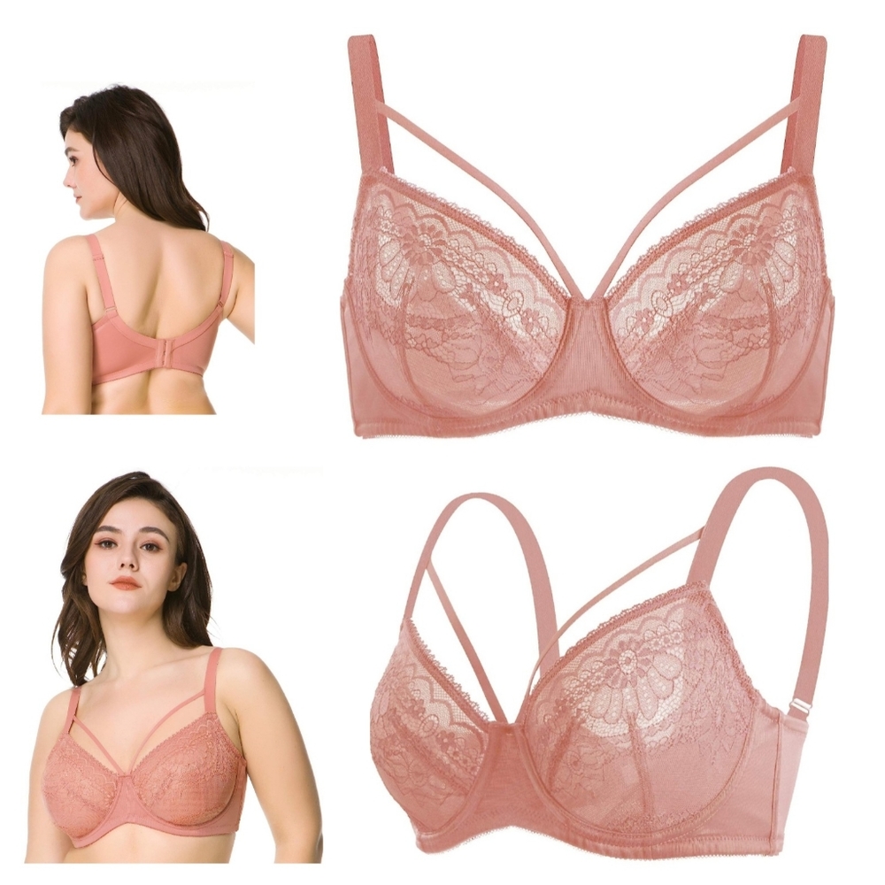 HSIA Minimizer Unlined Non-Padded Full Figure Underwire Lace Bra 34DDD
